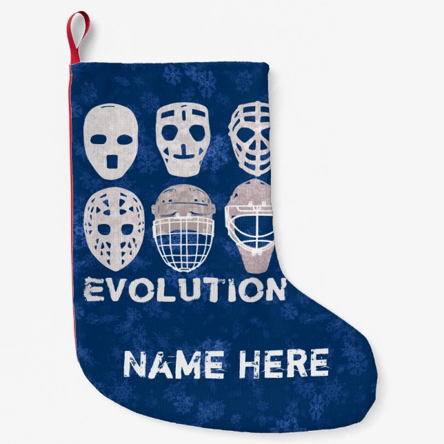 Meia De Natal Pequena Hockey Goalie Máscaras Evolution Natal Stocks (Frente)