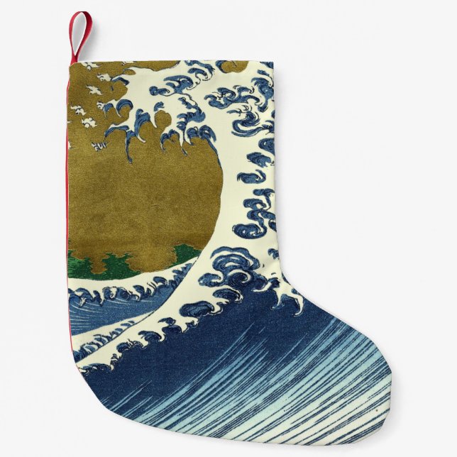 Meia De Natal Pequena Hokusai Big Wave Japão Art (Frente)
