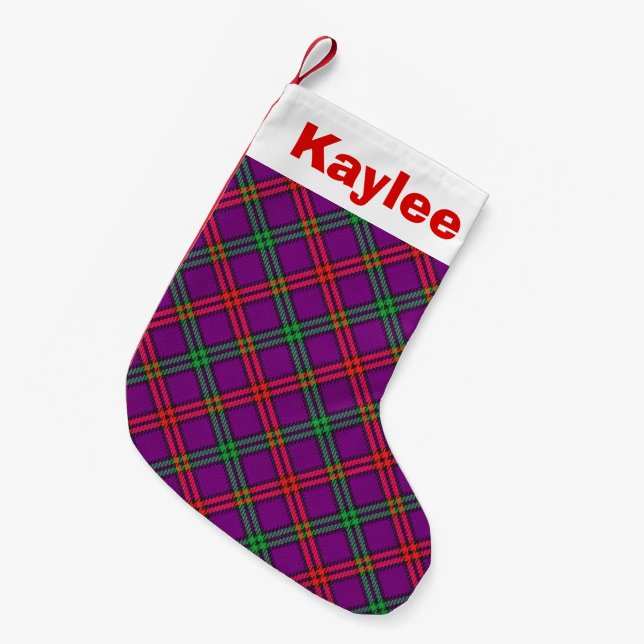Meia De Natal Pequena Holiday Charm Clan Montgomery Tartan (Frente (Pendurada))