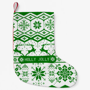 Meia De Natal Pequena Holly Jolly Knmit Reindeer de Natal