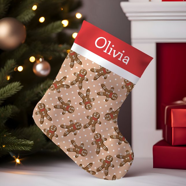 Meia De Natal Pequena Homem de Biscoito de Gengibre com Bolinhas Marrons (Criador carregado)