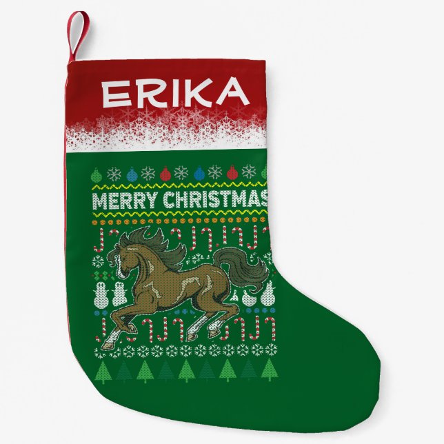 Meia De Natal Pequena Horse Ugly Christmas Sweater Série (Frente)