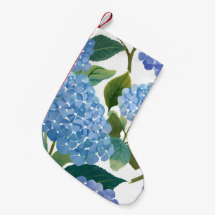 Meia De Natal Pequena Hortênsias Azuis   Belo Arbusto Floral