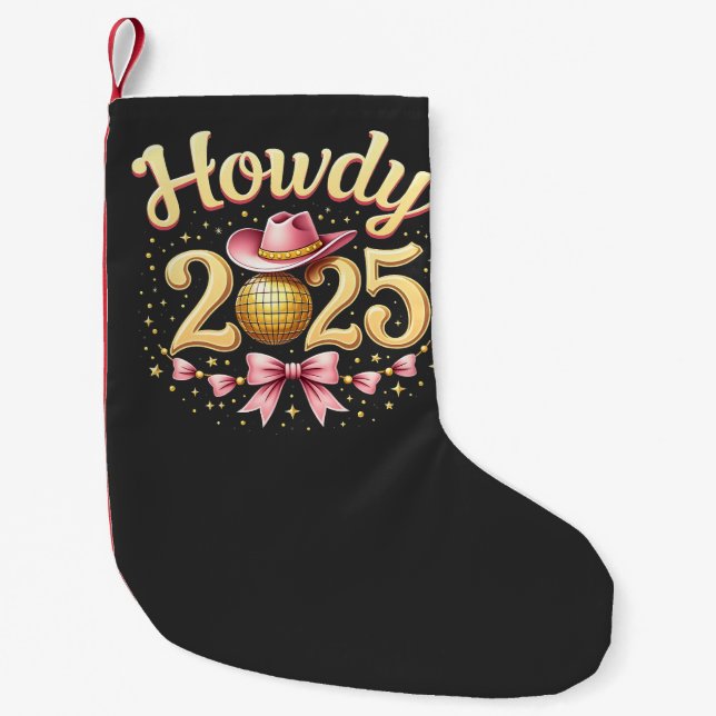 Meia De Natal Pequena Howdy 2025 Ano Novo Eve Cowboy Ocidental (Frente)