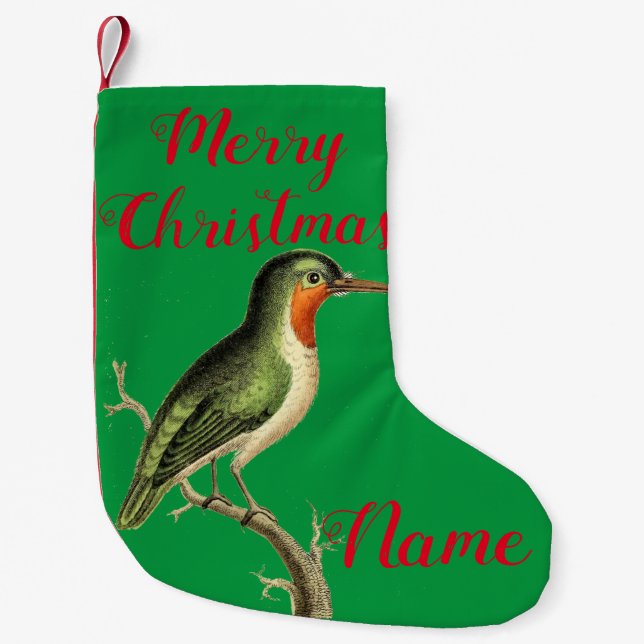 Meia De Natal Pequena Hummingbird Perked Thunder_Cove (Frente)