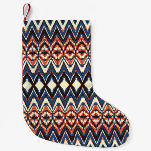 Meia De Natal Pequena Ikat padrão perfeito. tie dye shibori impressão
