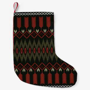 Meia De Natal Pequena ikat Pattern. Encaminhamento geométrico sem costu