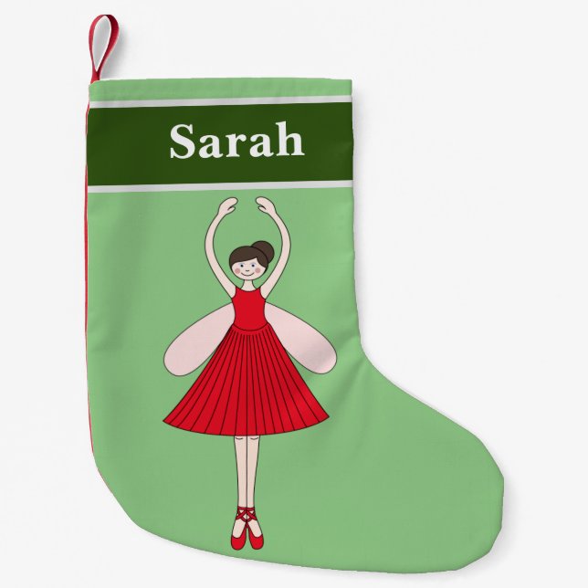 Meia De Natal Pequena ilusima Sarah Ballerina Fada Especial de Natal (Frente)