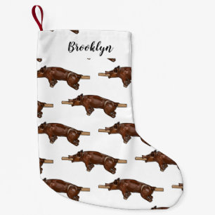 Meia De Natal Pequena Ilustração de desenho animado assado/assado porcin