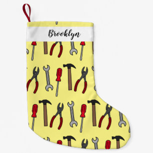 Meia De Natal Pequena Ilustração de desenho animado com ferramentas de c