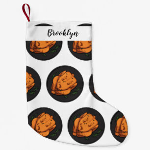 Meia De Natal Pequena Ilustração de desenho animado de frango assado