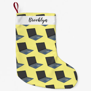 Meia De Natal Pequena ilustração de desenho animado de laptop