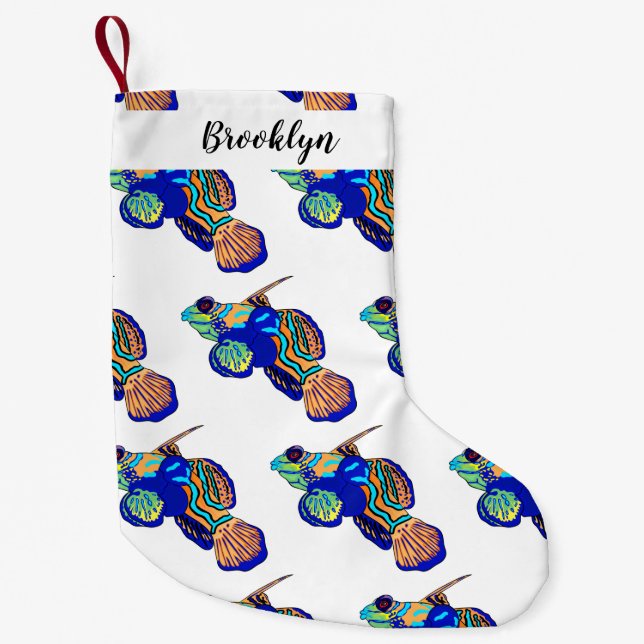 Meia De Natal Pequena Ilustração de desenho animado de mandarino (Frente)