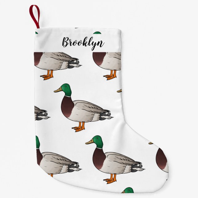 Meia De Natal Pequena Ilustração de desenho animado de pato-reais (Frente)