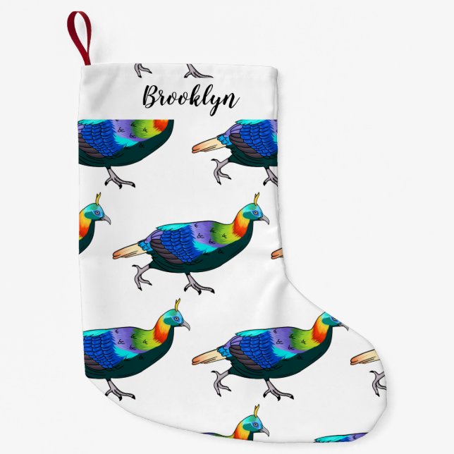 Meia De Natal Pequena Ilustração de desenho animado monal de aves do Him (Frente)