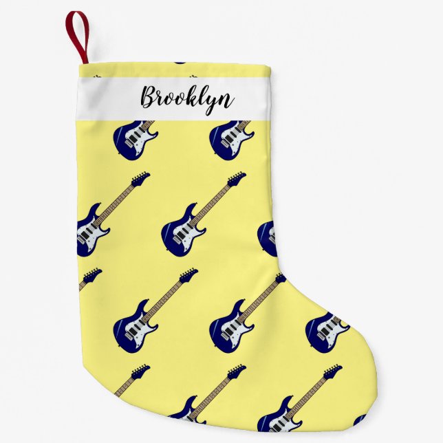 Meia De Natal Pequena Ilustração de desenho de guitarra elétrica (Frente)