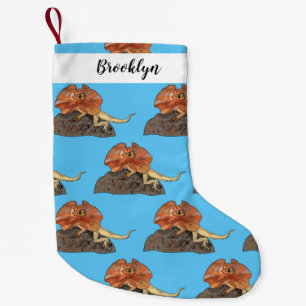 Meia De Natal Pequena Ilustração de desenho de lagarto de pescoço frito