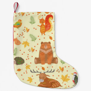 Meia De Natal Pequena Ilustração de Padrões Ornamentais de Animais Flore