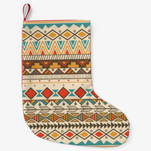 Meia De Natal Pequena Ilustração de Vintagem Tribal Striped Aztec