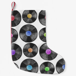 Meia De Natal Pequena Ilustração Retroativa dos Registros de Vinil LP