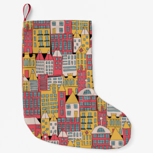 Meia De Natal Pequena ilustração vintage de um edifício urbano no