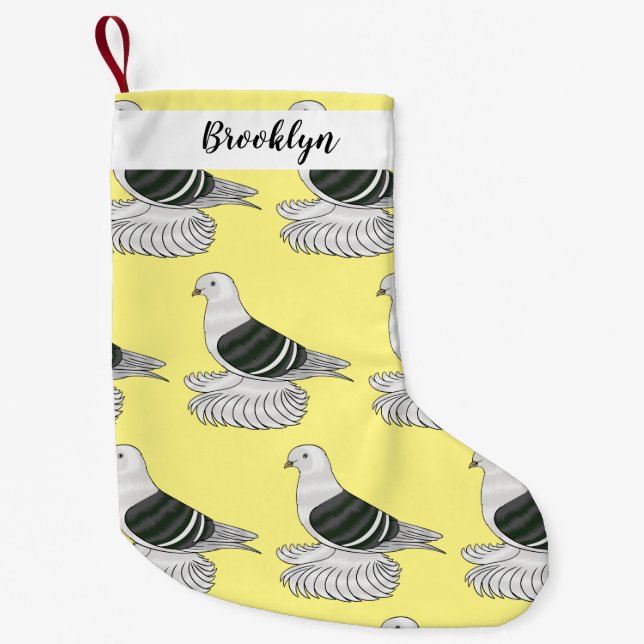 Meia De Natal Pequena Imagem de desenho animado do pombo-escudo-saxão (Frente)