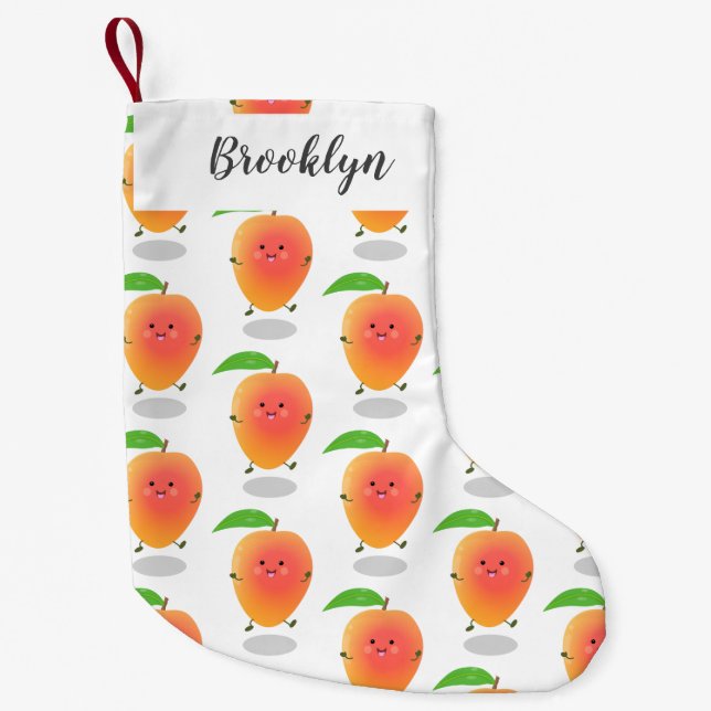 Meia De Natal Pequena Imagem do desenho animado de manga feliz e bonito (Frente)