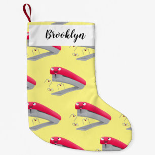 Meia De Natal Pequena Imagem do desenho animado vermelho-feliz grampeado