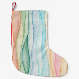 Meia De Natal Pequena Impressão colorida por aquarelas