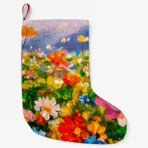 Meia De Natal Pequena Impressão da nuvem das pinturas de flores