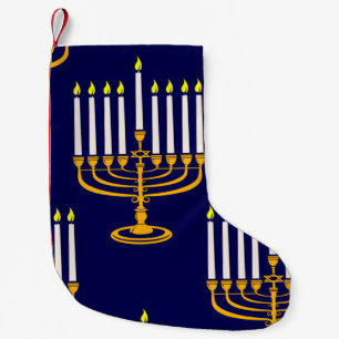 Meia De Natal Pequena impressão de judeus menorah hanukkah azul