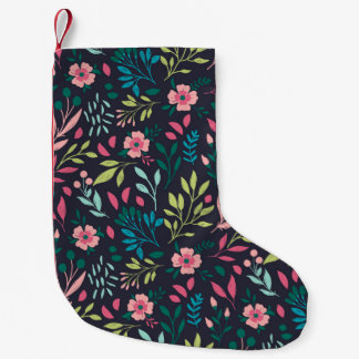 Meia De Natal Pequena Impressão floral brilhante colorido com flores e f