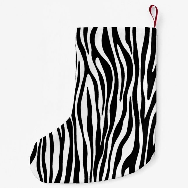 Meia De Natal Pequena Impressão Zebra (Verso)