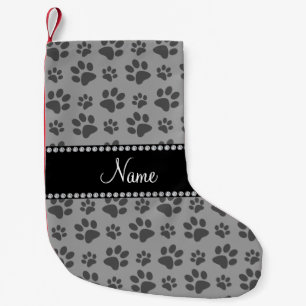 Meia De Natal Pequena Impressões personalizadas da pata de cinza