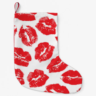Meia De Natal Pequena Imprint Kiss Red Lábios: Vintage sem costura