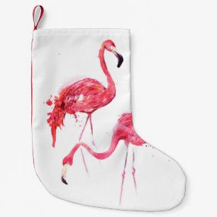 Meia De Natal Pequena Inflamingos de aquarelas