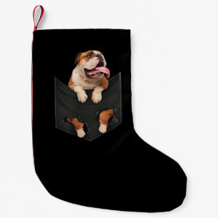 Meia De Natal Pequena Inglês Bulldog Nos Seus Pocket Dogs