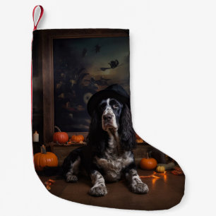 Meia De Natal Pequena Inglês Cocker Spaniel Pumpkins Halloween Assustado
