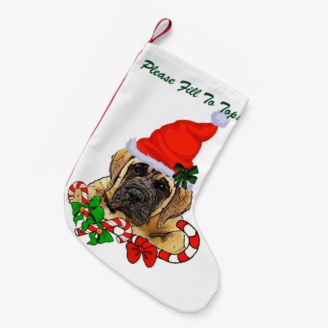Meia De Natal Pequena Inglês Mastiff Natal (Frente (Pendurada))
