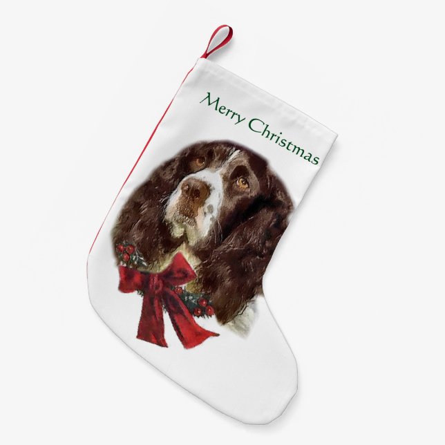 Meia De Natal Pequena Inglês Springer Spaniel Natal (Frente (Pendurada))