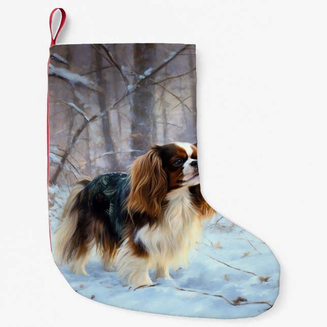 Meia De Natal Pequena Inglês Toy Spaniel Deixe-o nevar Natal (Frente)