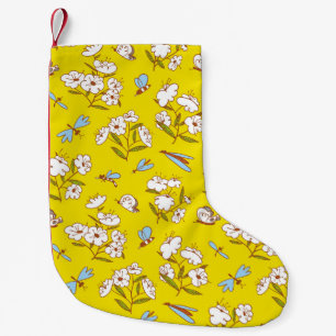 Meia De Natal Pequena Insetos Flores Borboletas: Patte Sem Costura De Ve