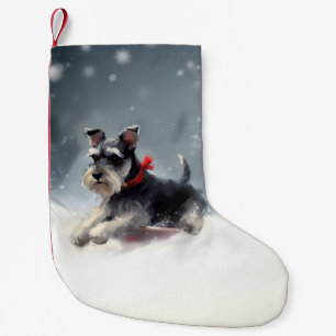 Meia De Natal Pequena Inverno de Natal de Miniatura Schnauzer