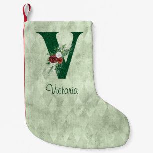 Meia De Natal Pequena Inverno Floral Ilustrado V Personalizado