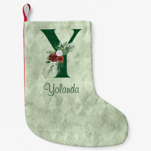 Meia De Natal Pequena Inverno Floral Ilustrado Y Personalizado