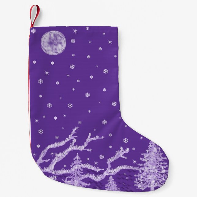Meia De Natal Pequena Inverno roxo (Frente)