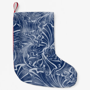 Meia De Natal Pequena Íris em Aquarela: Indigo Vintage Nouveau