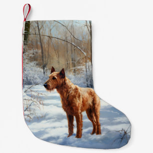 Meia De Natal Pequena Irish Terrier Deixe Nevar Natal