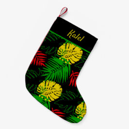Meia De Natal Pequena Jamaicana Rasta Sinaliza Cores de Palmas Tropicais