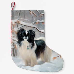Meia De Natal Pequena Japanese Chin Deixe Nevar Natal